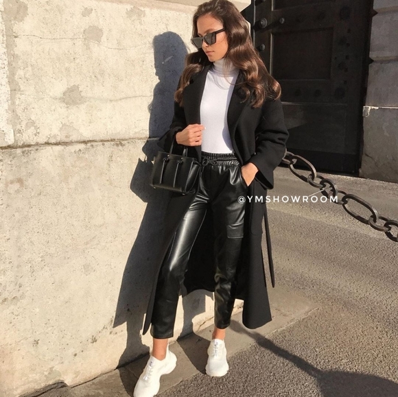 Zara Faux Leather Cargo Pants 